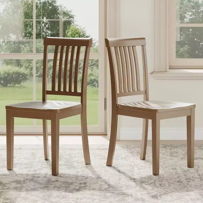 Sedia da pranzo in legno massello Ora Maison Sedia laterale moderna stile coloniale con schienale a doghe e seduta sagomata, Set di 2
