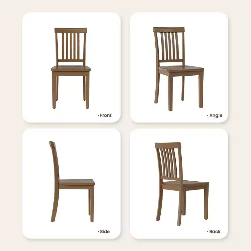 Sedia da pranzo in legno massello Ora Maison Sedia laterale moderna stile coloniale con schienale a doghe e seduta sagomata, Set di 2