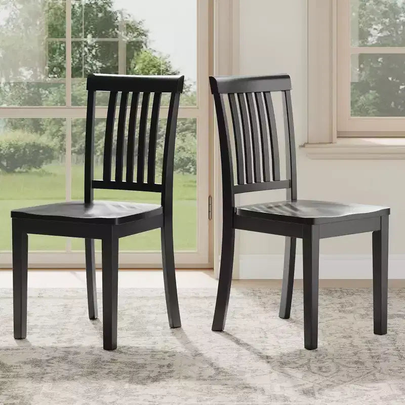 Sedia da pranzo in legno massello Ora Maison Sedia laterale moderna stile coloniale con schienale a doghe e seduta sagomata, Set di 2