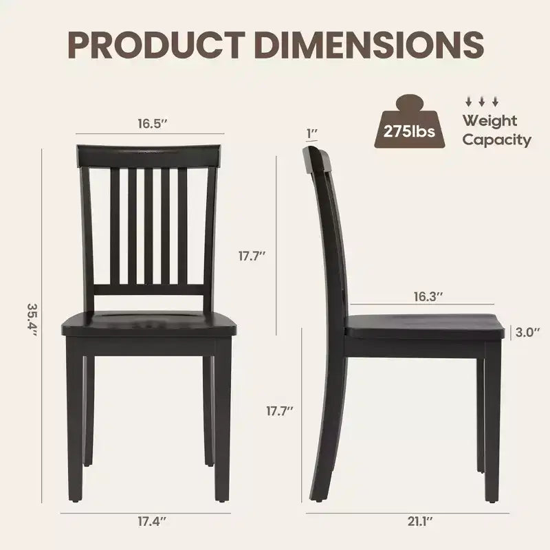 Sedia da pranzo in legno massello Ora Maison Sedia laterale moderna stile coloniale con schienale a doghe e seduta sagomata, Set di 2