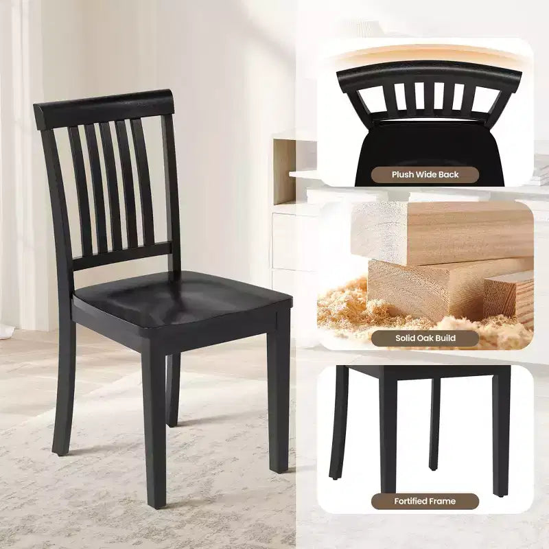 Sedia da pranzo in legno massello Ora Maison Sedia laterale moderna stile coloniale con schienale a doghe e seduta sagomata, Set di 2