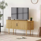 TV Stand for Up to 80 Inch TV, Media Console with Sliding Doors and Storage, Modern Wood Entertainment Center for Living Room, Bedroom