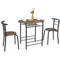 VINGLI 3 Piece Dining Set,Small Kitchen Table Set for 2,Breakfast Table Set for Small Space/Dining Room/Apartment,Metal Frame,Wine Rack