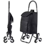 Stair Climbing Folding Shopping Cart with 6 Wheels and 36L Bag Black