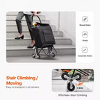 Carrello Pieghevole per la Spesa Saliscale a 6 Ruote con Borsa da 36L Nero