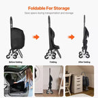 Carrello Pieghevole per la Spesa Saliscale a 6 Ruote con Borsa da 36L Nero