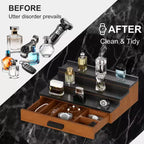 Espositore per Profumi in Legno a 3 Livelli Organizer per Profumi con Cassetto a Scomparsa Alzata per Fragranze per Decorazione da Banco Regalo Unico