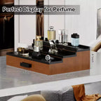 Espositore per Profumi in Legno a 3 Livelli Organizer per Profumi con Cassetto a Scomparsa Alzata per Fragranze per Decorazione da Banco Regalo Unico
