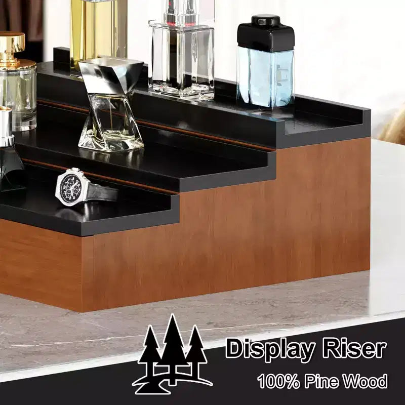 Espositore per Profumi in Legno a 3 Livelli Organizer per Profumi con Cassetto a Scomparsa Alzata per Fragranze per Decorazione da Banco Regalo Unico