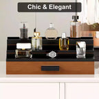 Espositore per Profumi in Legno a 3 Livelli Organizer per Profumi con Cassetto a Scomparsa Alzata per Fragranze per Decorazione da Banco Regalo Unico