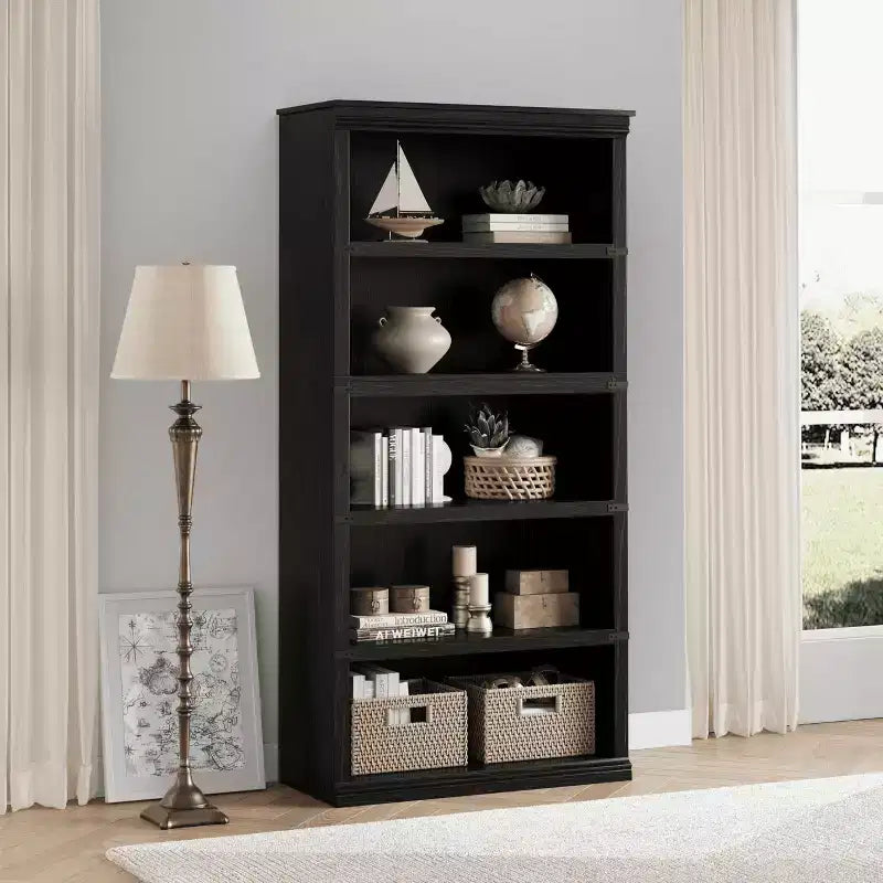 Libreria Moderna a 5 Ripiani, Scaffale in Legno Alto 171 cm con Ripiani Aperti, Scaffale per Soggiorno, Ufficio