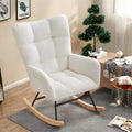 Nursing Glider Rocking Chair  Teddy Upholstered High-Back Recliner with Side Pockets, Modern Accent Chair for Nursery, Bedroom & Living Room