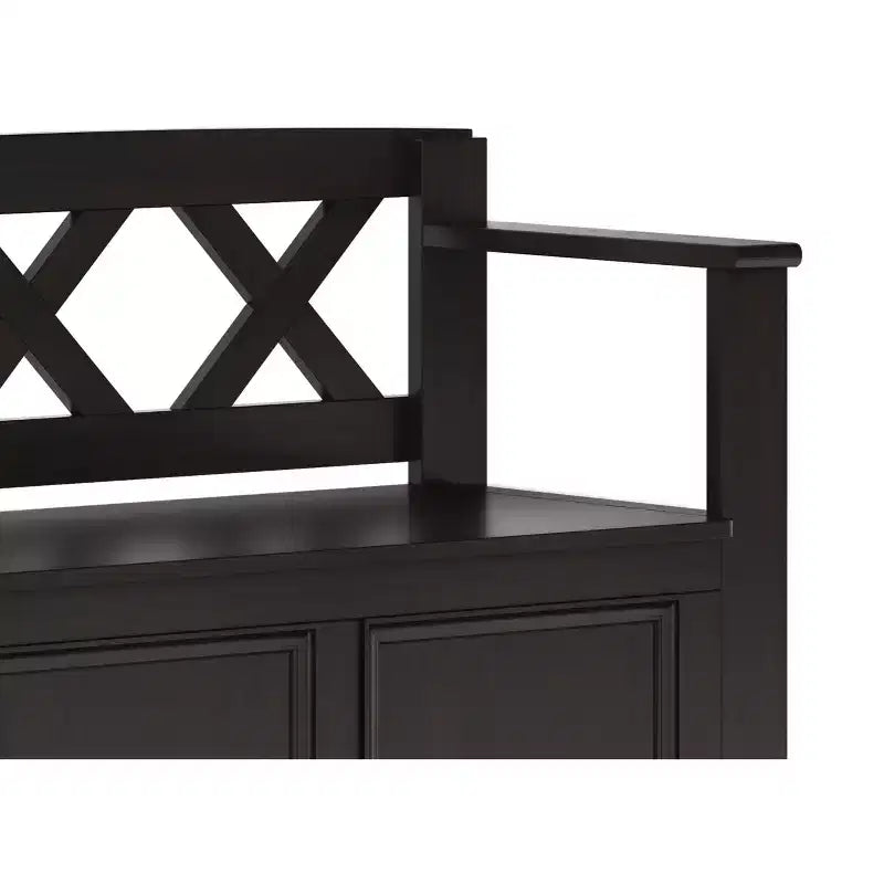 Panca contenitore per ingresso Halifax in legno massello, stile transizionale, larghezza 91 cm