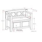 Panca contenitore per ingresso Halifax in legno massello, stile transizionale, larghezza 91 cm