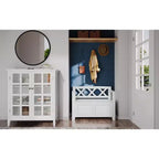 Panca contenitore per ingresso Halifax in legno massello, stile transizionale, larghezza 91 cm