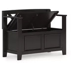 Panca contenitore per ingresso Halifax in legno massello, stile transizionale, larghezza 91 cm