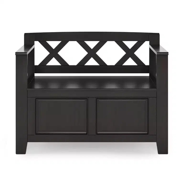 Panca contenitore per ingresso Halifax in legno massello, stile transizionale, larghezza 91 cm