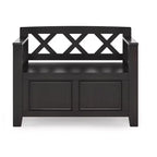 Panca contenitore per ingresso Halifax in legno massello, stile transizionale, larghezza 91 cm