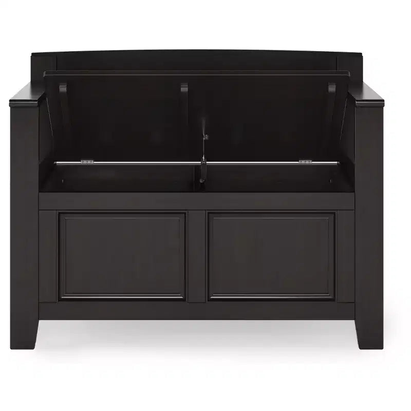 Panca contenitore per ingresso Halifax in legno massello, stile transizionale, larghezza 91 cm