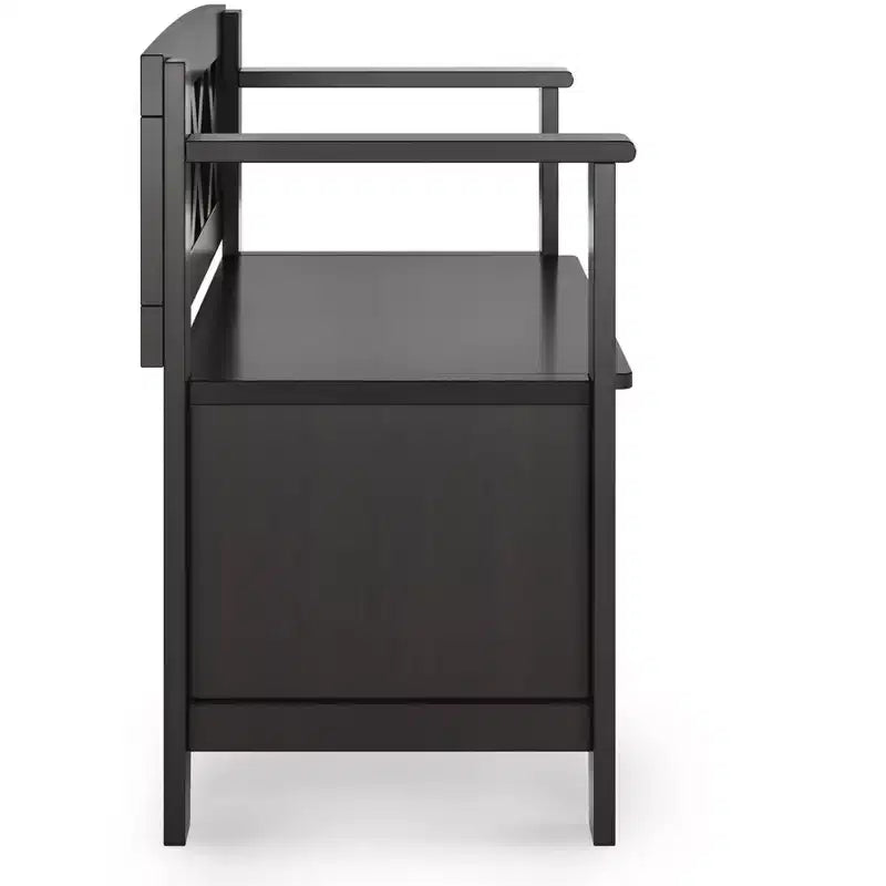 Panca contenitore per ingresso Halifax in legno massello, stile transizionale, larghezza 91 cm