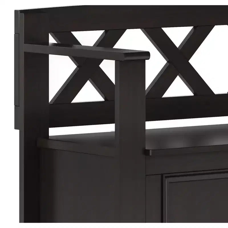 Panca contenitore per ingresso Halifax in legno massello, stile transizionale, larghezza 91 cm