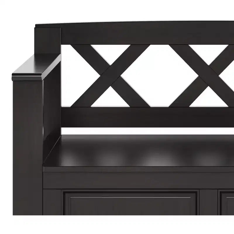 Panca contenitore per ingresso Halifax in legno massello, stile transizionale, larghezza 91 cm