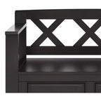 Panca contenitore per ingresso Halifax in legno massello, stile transizionale, larghezza 91 cm