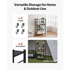 Scaffale portaoggetti pieghevole a 4 ripiani VEVOR, ripiano metallico pieghevole da 26W x 13D x 46H pollici, scaffale organizer senza montaggio con 5 ruote e 4 ganci, nero