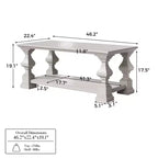 Tavolino da caffè Homsee in legno massello stile rustico, ripiano portaoggetti a doppio livello, gambe decorative ornate, tavolino centrale per mettere ordine nel caos