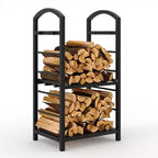 Firewood Rack Outdoor, Wood Rack for Firewood, Fire Wood Storage with Kindling Hooks, Heavy Duty Metal Logs Racks Storage Organizer