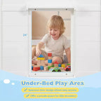 Costway Letto a soppalco singolo con luci a LED, 2 ante e ripiani sotto il letto per bambini