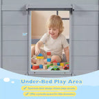 Costway Letto a soppalco singolo con luci a LED, 2 ante e ripiani sotto il letto per bambini