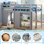 Costway Letto a soppalco singolo con luci a LED, 2 ante e ripiani sotto il letto per bambini