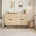 6 Dresser for Bedroom, 52 Wide Drawer with Large Storage Space, Freestanding Wooden Closet Storage Dresser Chest for Living Room, Bedroom, Entryway