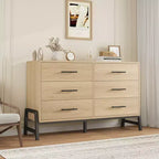 Comò a 6 cassetti per camera da letto, cassettiera larga 132 cm con ampio spazio di archiviazione, cassettiera autoportante in legno per soggiorno, camera da letto, ingresso