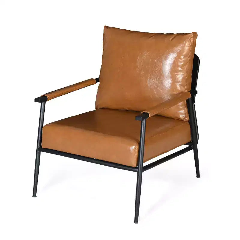 Poltrona di design Mid-Century Modern con rivestimento in similpelle e struttura in metallo, ideale per soggiorno, camera da letto o ufficio