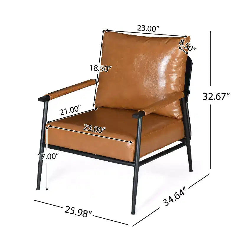 Poltrona di design Mid-Century Modern con rivestimento in similpelle e struttura in metallo, ideale per soggiorno, camera da letto o ufficio