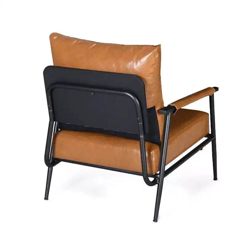 Poltrona di design Mid-Century Modern con rivestimento in similpelle e struttura in metallo, ideale per soggiorno, camera da letto o ufficio