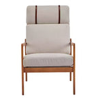 Poltrona d'Appoggio Mid-Century Modern con Struttura in Legno Massiccio, Cuscini Imbottiti Grigio Chiaro, per Salotto
