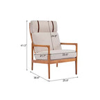 Poltrona d'Appoggio Mid-Century Modern con Struttura in Legno Massiccio, Cuscini Imbottiti Grigio Chiaro, per Salotto