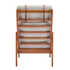 Poltrona d'Appoggio Mid-Century Modern con Struttura in Legno Massiccio, Cuscini Imbottiti Grigio Chiaro, per Salotto