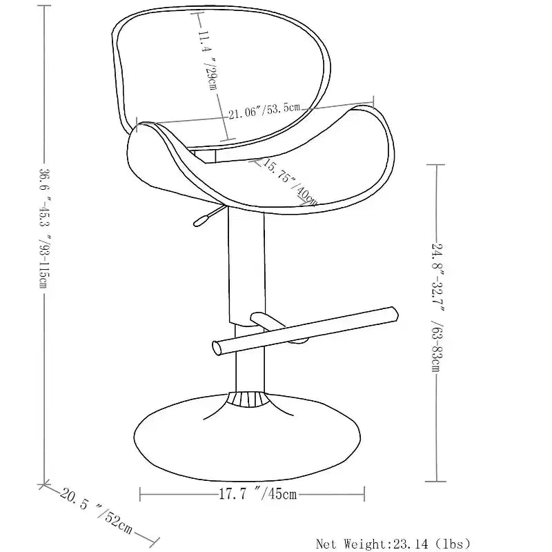 Sgabello da bar girevole regolabile Avondale Mid Century Modern 33 pollici in legno curvato