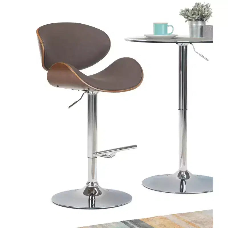Sgabello da bar girevole regolabile Avondale Mid Century Modern 33 pollici in legno curvato
