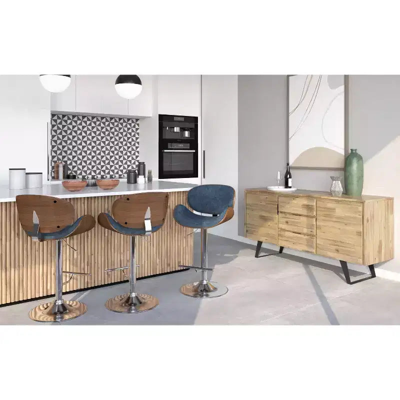Sgabello da bar girevole regolabile Avondale Mid Century Modern 33 pollici in legno curvato