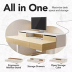 Scrivania in Piedi con Cassetti, Scrivania Elettrica Regolabile in Altezza da 48 Pollici con Spazio di Archiviazione, Scrivania Completa Sit-Stand con Mensola per Monitor