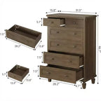 Comò Vintage a 6 Cassetti con Gambe Affusolate, Cassettiera Alta in Legno per Camera da Letto, Soggiorno o Ingresso, Finitura in Legno Invecchiato