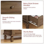 Comò Vintage a 6 Cassetti con Gambe Affusolate, Cassettiera Alta in Legno per Camera da Letto, Soggiorno o Ingresso, Finitura in Legno Invecchiato