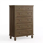 Comò Vintage a 6 Cassetti con Gambe Affusolate, Cassettiera Alta in Legno per Camera da Letto, Soggiorno o Ingresso, Finitura in Legno Invecchiato