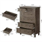 Comò Vintage a 6 Cassetti con Gambe Affusolate, Cassettiera Alta in Legno per Camera da Letto, Soggiorno o Ingresso, Finitura in Legno Invecchiato