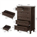 Comò Vintage a 6 Cassetti con Gambe Affusolate, Cassettiera Alta in Legno per Camera da Letto, Soggiorno o Ingresso, Finitura in Legno Invecchiato